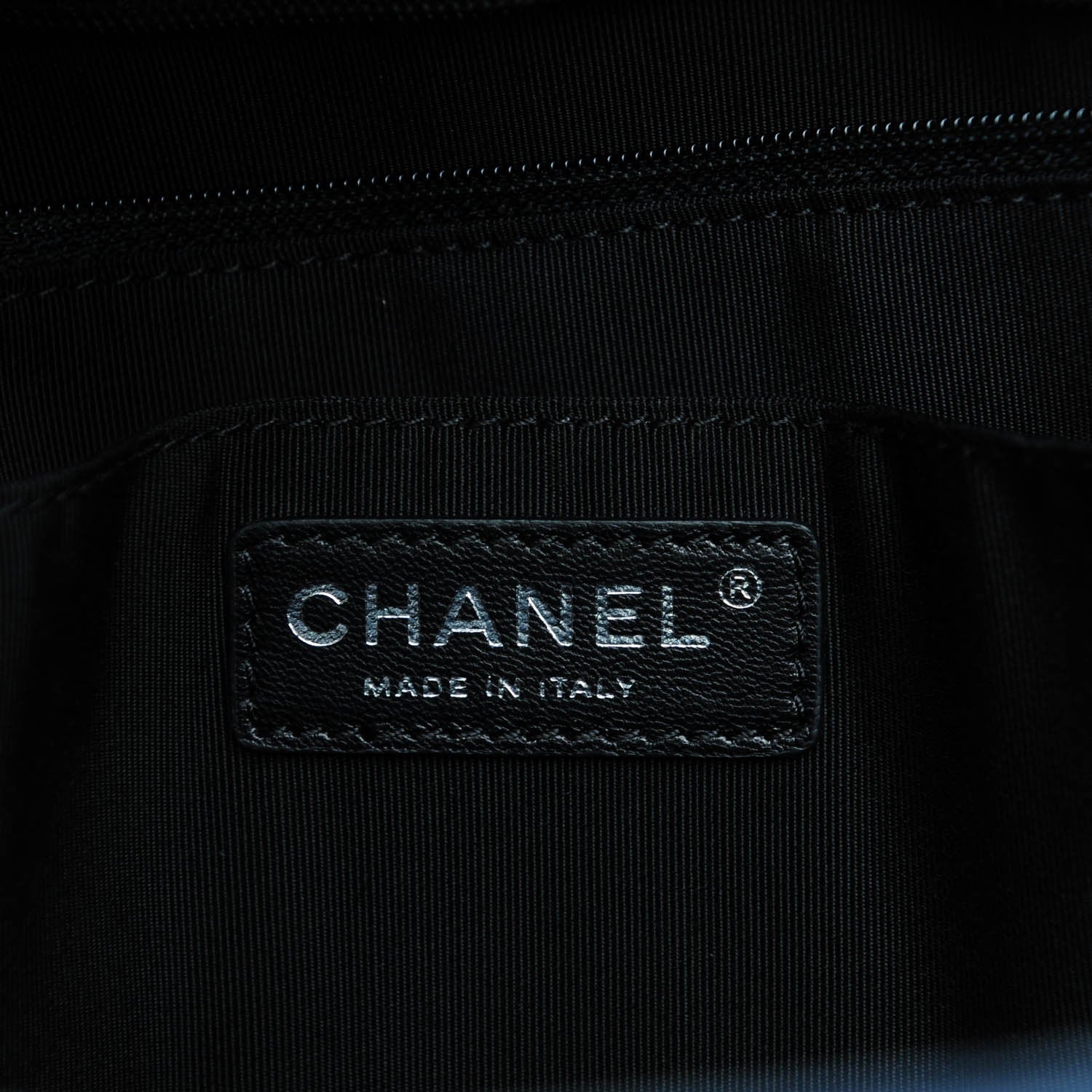 Chanel Calfskin Bi-Color Large Boy Tote Black Navy 6 of 11