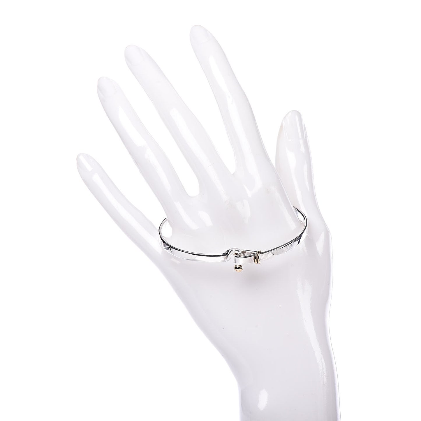 Sterling Silver 18K Yellow Gold Hook Eye Bangle Bracelet