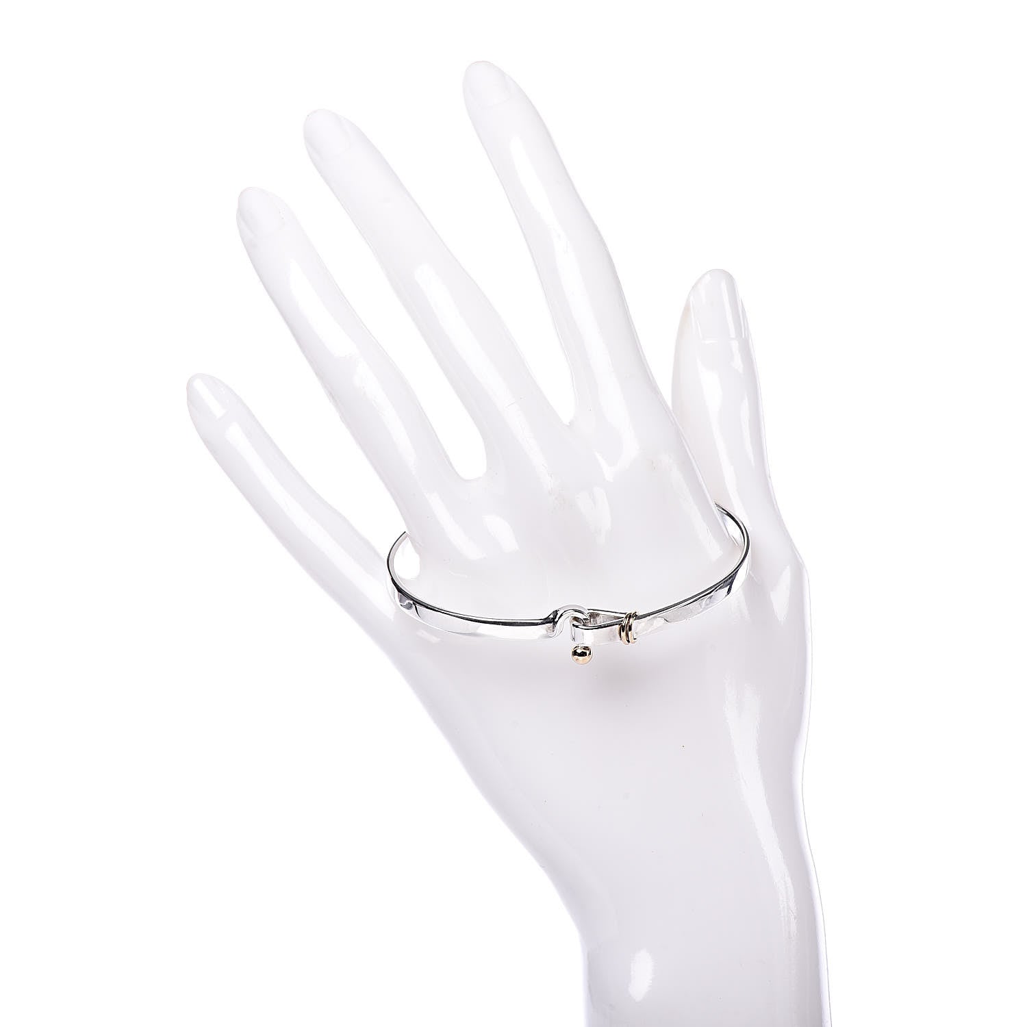 Tiffany Sterling Silver 18K Yellow Gold Hook Eye Bangle Bracelet 2 of 5