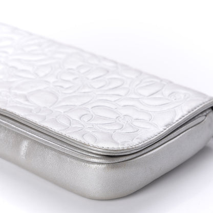 Chanel Metallic Lambskin Camellia Single Flap Silver 7 of 11