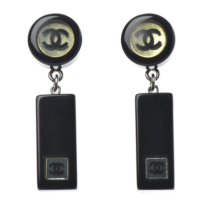 Chanel Lucite CC Square Charm Earrings Black 1 of 4