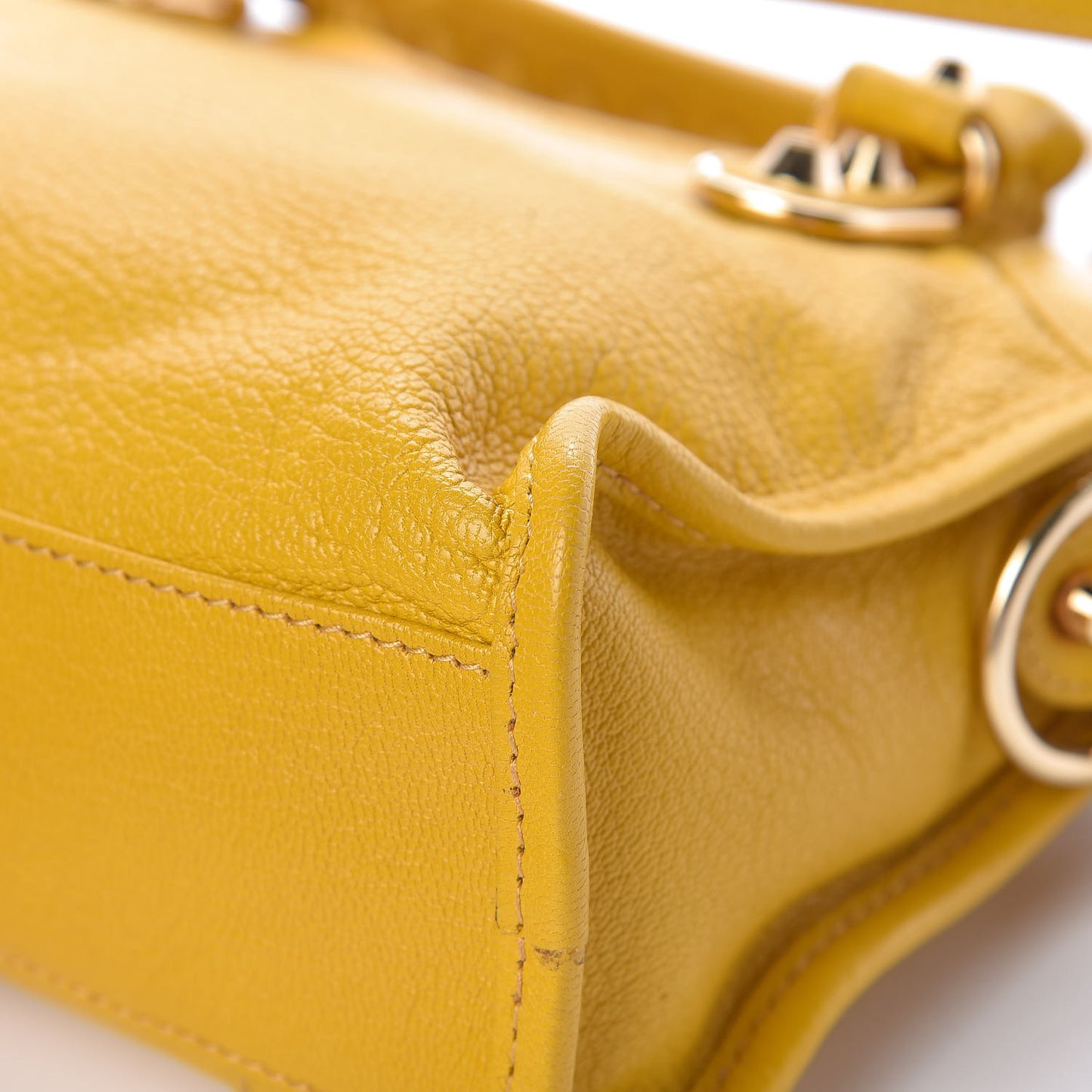 Chevre Gold Metallic Edge Hardware Mini City Jaune Epi