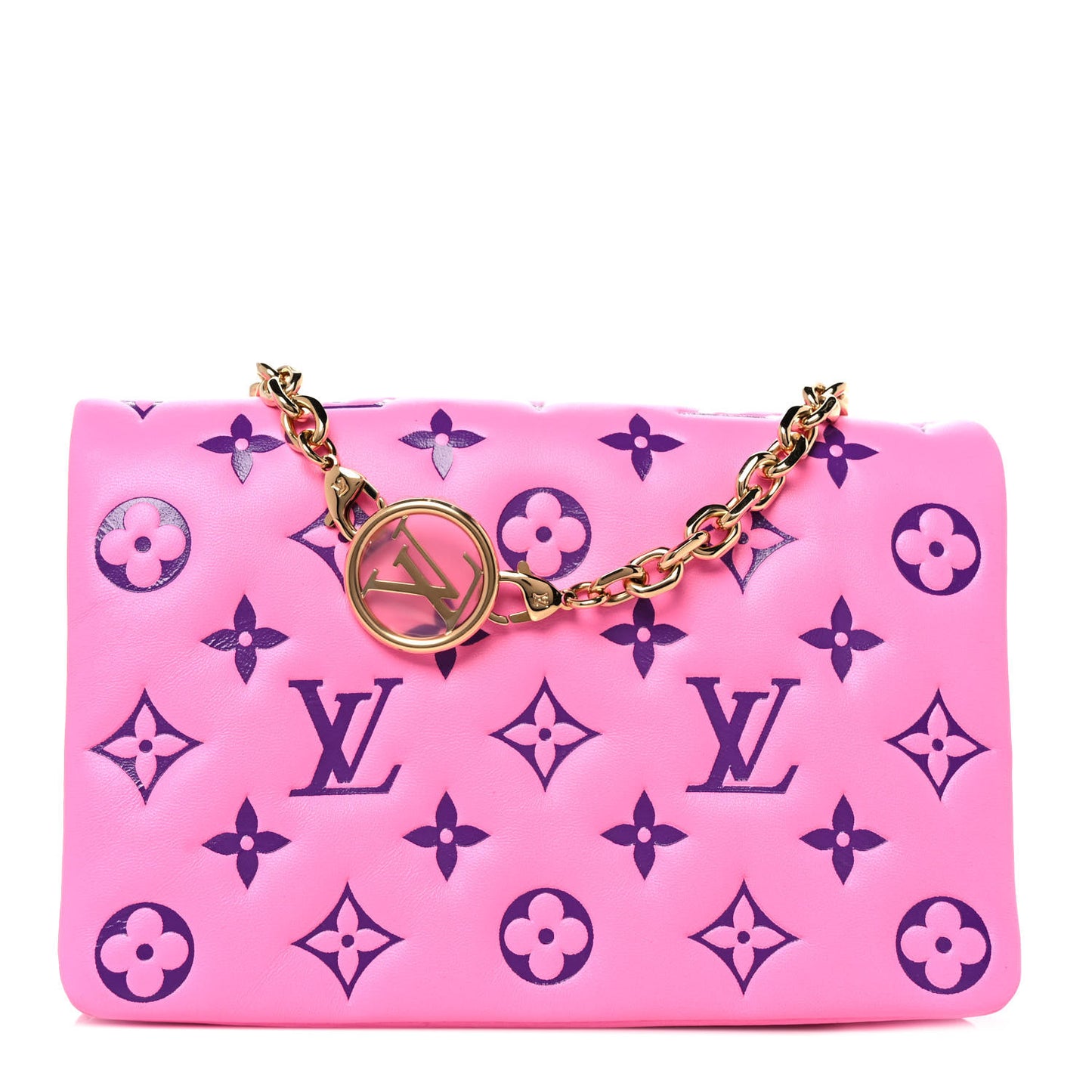 Lambskin Embossed Monogram Vuittamins Pochette Coussin Rose Violet