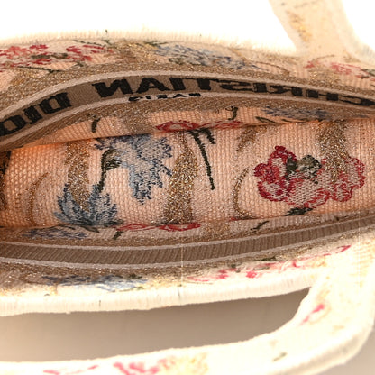 Christian Dior Canvas Embroidered Hibiscus Printed Mini Book Tote Beige Multicolor 8 of 9