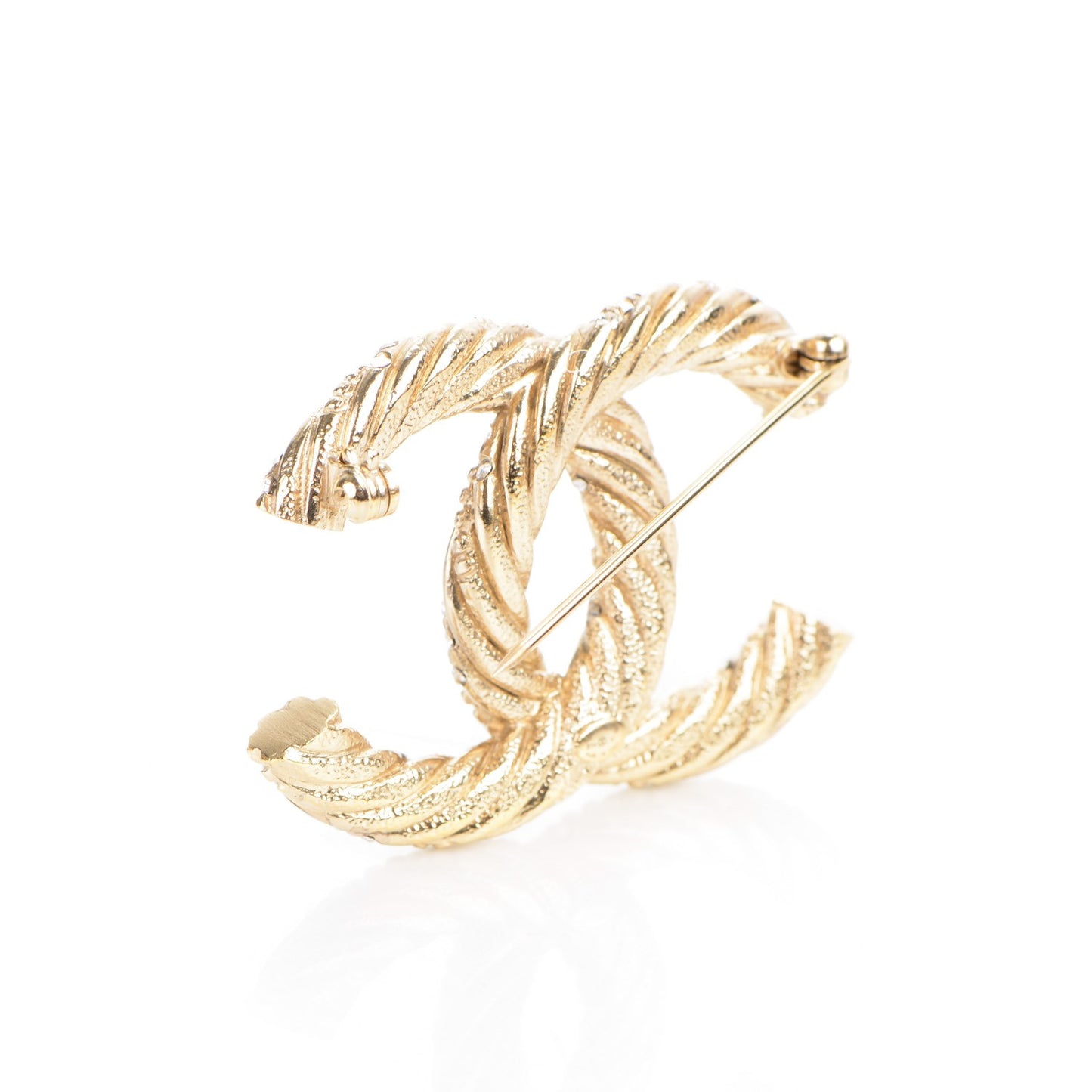 Crystal Twisted CC Brooch Light Gold