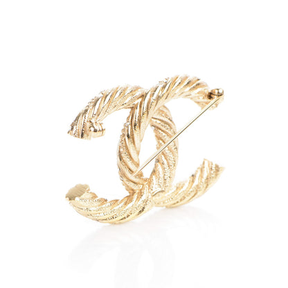 Chanel Crystal Twisted CC Brooch Light Gold 3 of 4
