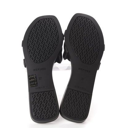 Hermes Rubber Aloha Sandals 37 Black 6 of 10