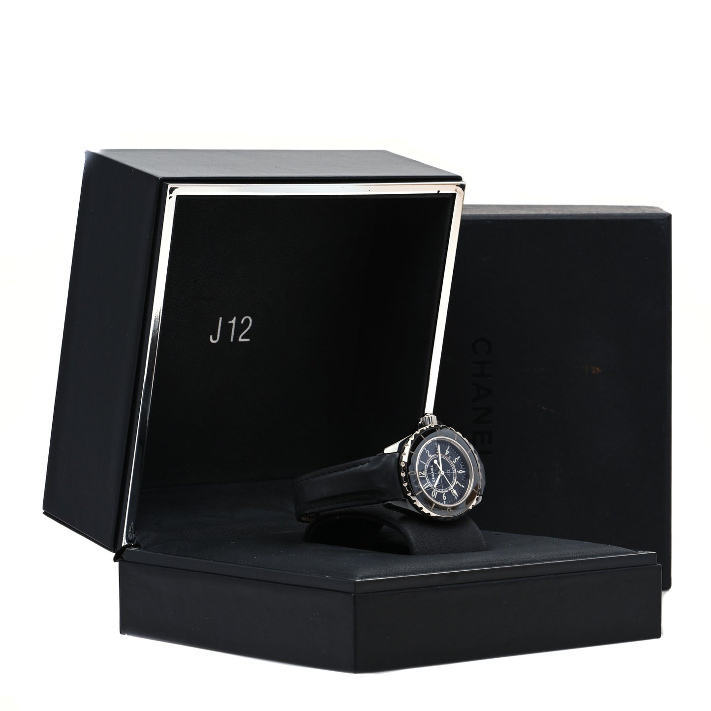 Stainless Steel Ceramic Calfskin 33mm J12 Quartz Watch Black
