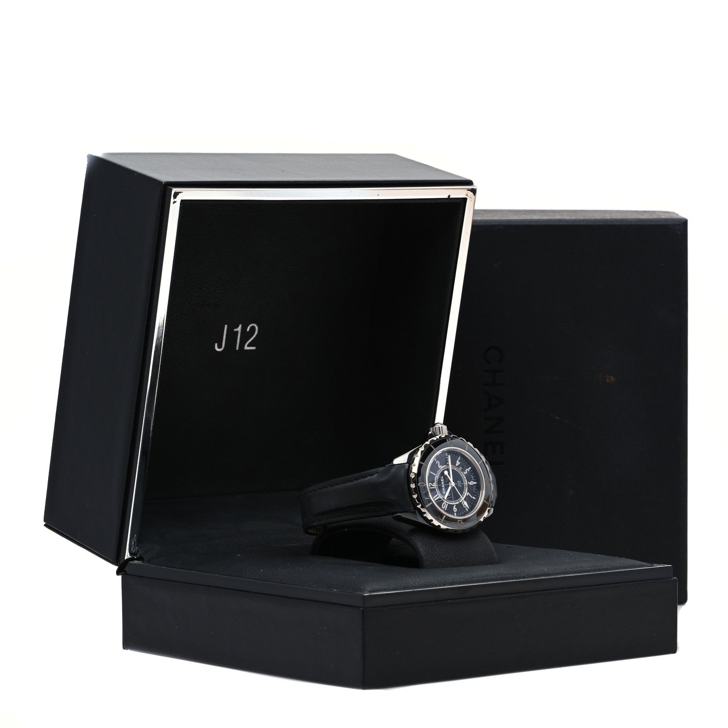 Chanel Stainless Steel Ceramic Calfskin 33mm J12 Quartz Watch Black 8 of 8