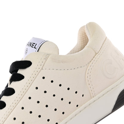 Chanel Suede Calfskin Logo Sneakers 39 Black White 15 of 16
