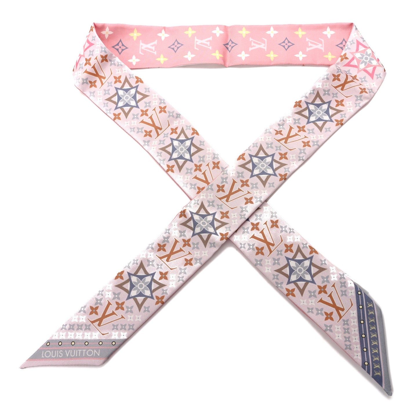 Silk Monogram Flowers Forever Bandeau Rose Clair