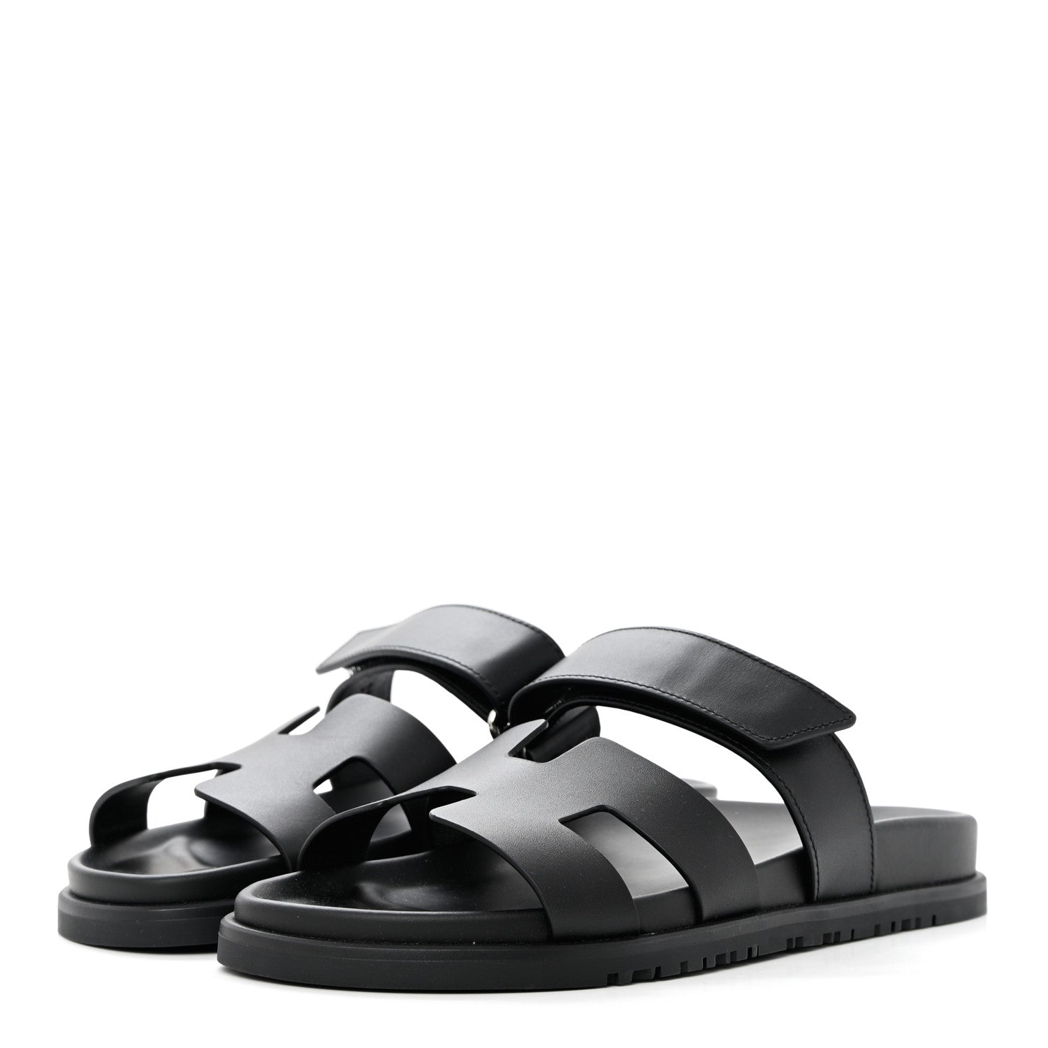 Hermes Calfskin Womens Chypre Sandals 38 Black 3 of 9