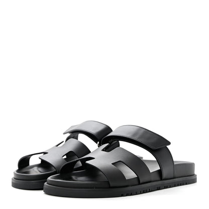 Hermes Calfskin Womens Chypre Sandals 38 Black 3 of 9