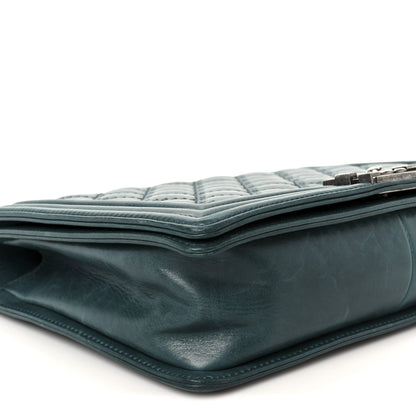 Chanel Calfskin Quilted Double Stitch Large Boy Flap Green 9 of 11