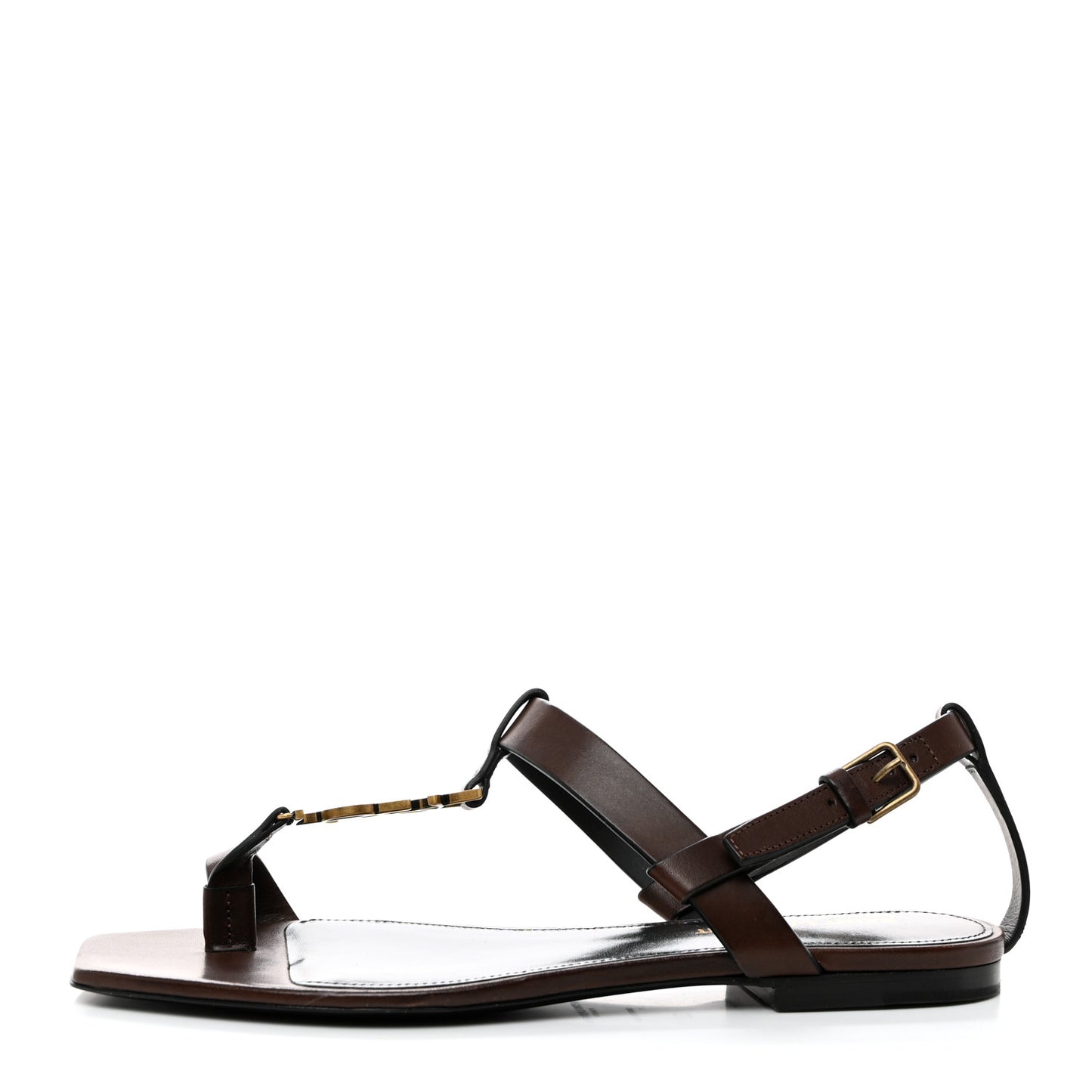 Calfskin Cassandra Monogram Sandals 37 Brown