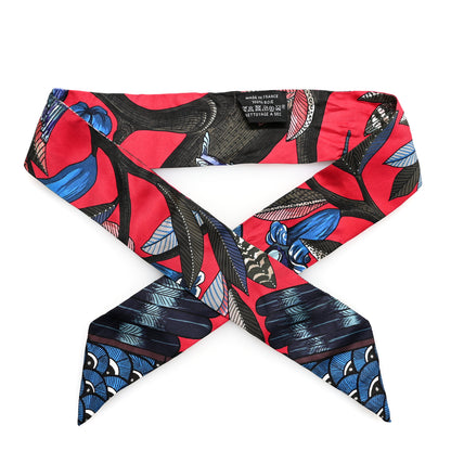 Hermes Silk Tree Of Song Twilly Rouge Bronze Bleu 1 of 4