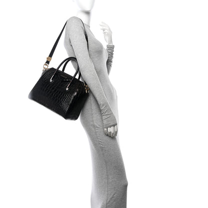 Givenchy Calfskin Crocodile Embossed Small Antigona Black 2 of 14