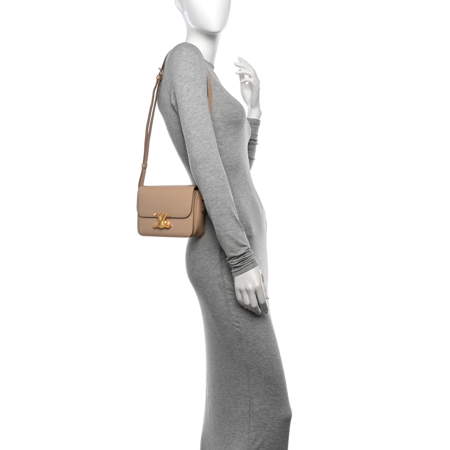 Celine Shiny Calfskin Teen Triomphe Nude 2 of 17