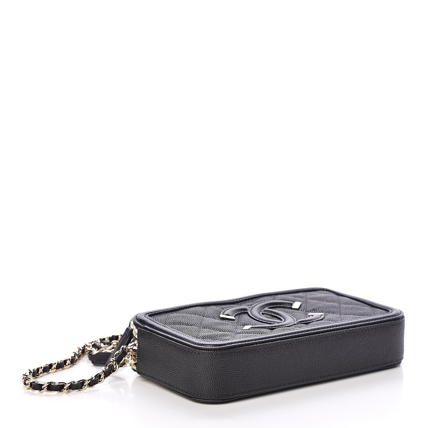 Chanel Caviar Quilted CC Filigree Clutch With Chain Black 4 of 14