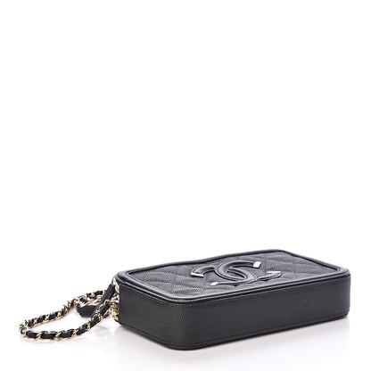 Chanel Caviar Quilted CC Filigree Clutch With Chain Black 4 of 14