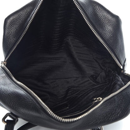 Prada Vitello Daino Print Logo Bowler Black 5 of 15