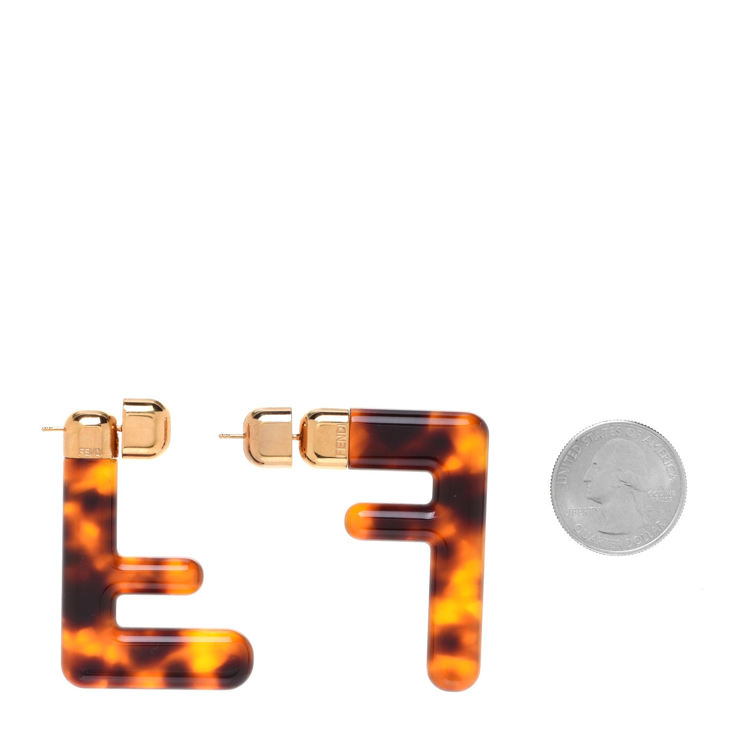 Fendi Plexiglass F Earrings Brown 2 of 5