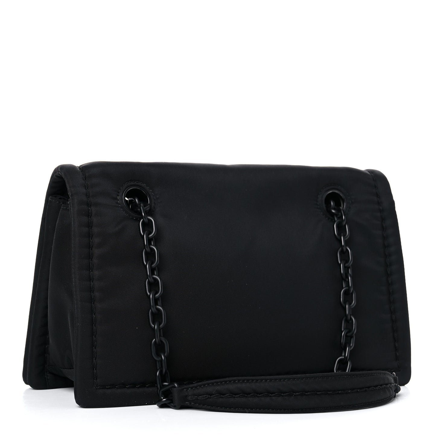 Tessuto Nylon Padded Chain Shoulder Bag Black