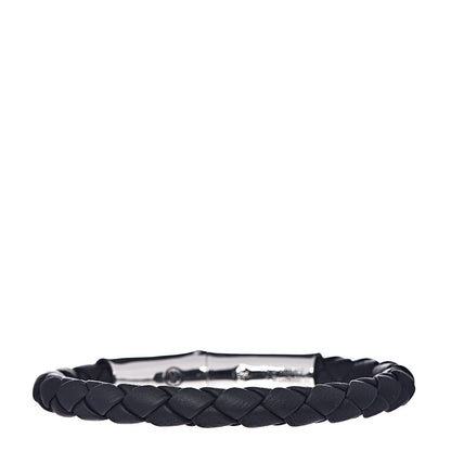 John Hardy Sterling Silver Leather 8mm Braided Bamboo Station Bracelet Black 3 of 5