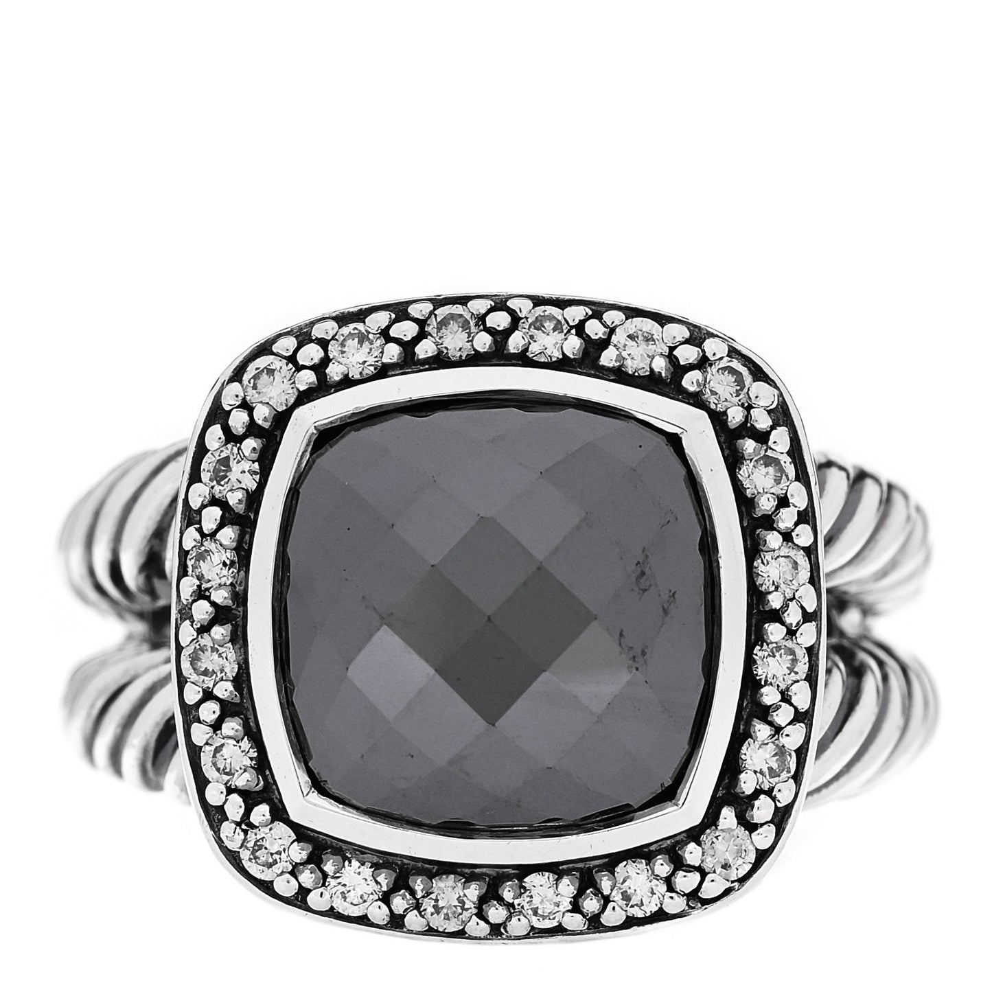 Sterling Silver Diamond Hematine 11mm Albion Ring 54 6.75