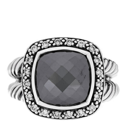 David Yurman Sterling Silver Diamond Hematine 11mm Albion Ring 54 6.75 1 of 4