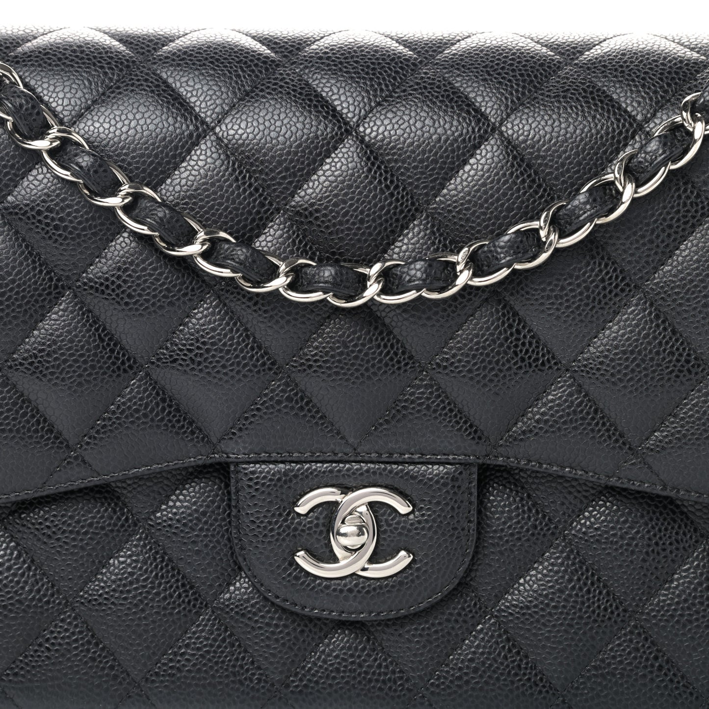 Caviar Quilted Jumbo Double Flap Black