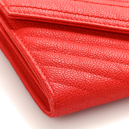 Chanel Caviar Chevron Quilted Large Gusset Flap Wallet Red 8 of 9