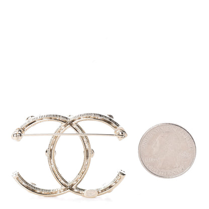 Chanel Pearl Crystal CC Charms Brooch Gold 2 of 4