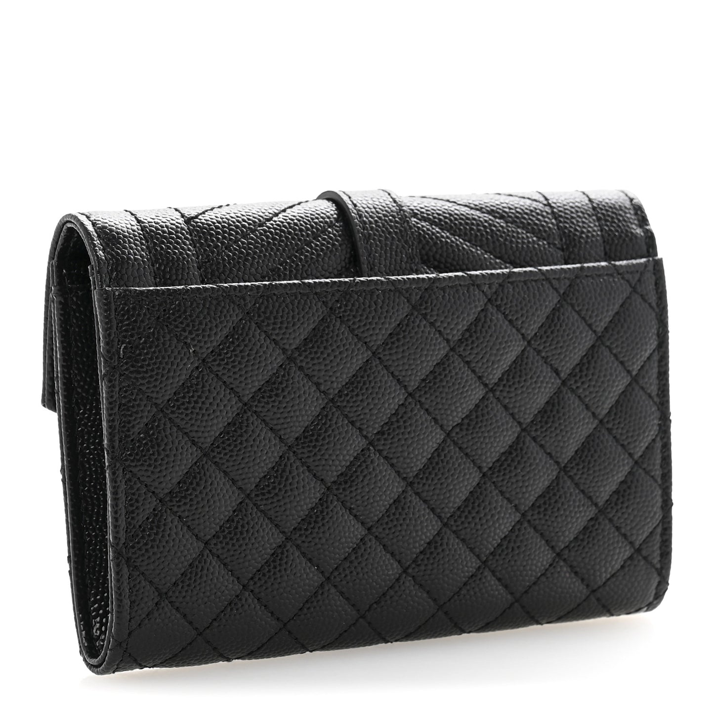 Grain De Poudre Textured Mixed Matelasse Triquilt Small Monogram Envelope Wallet Black