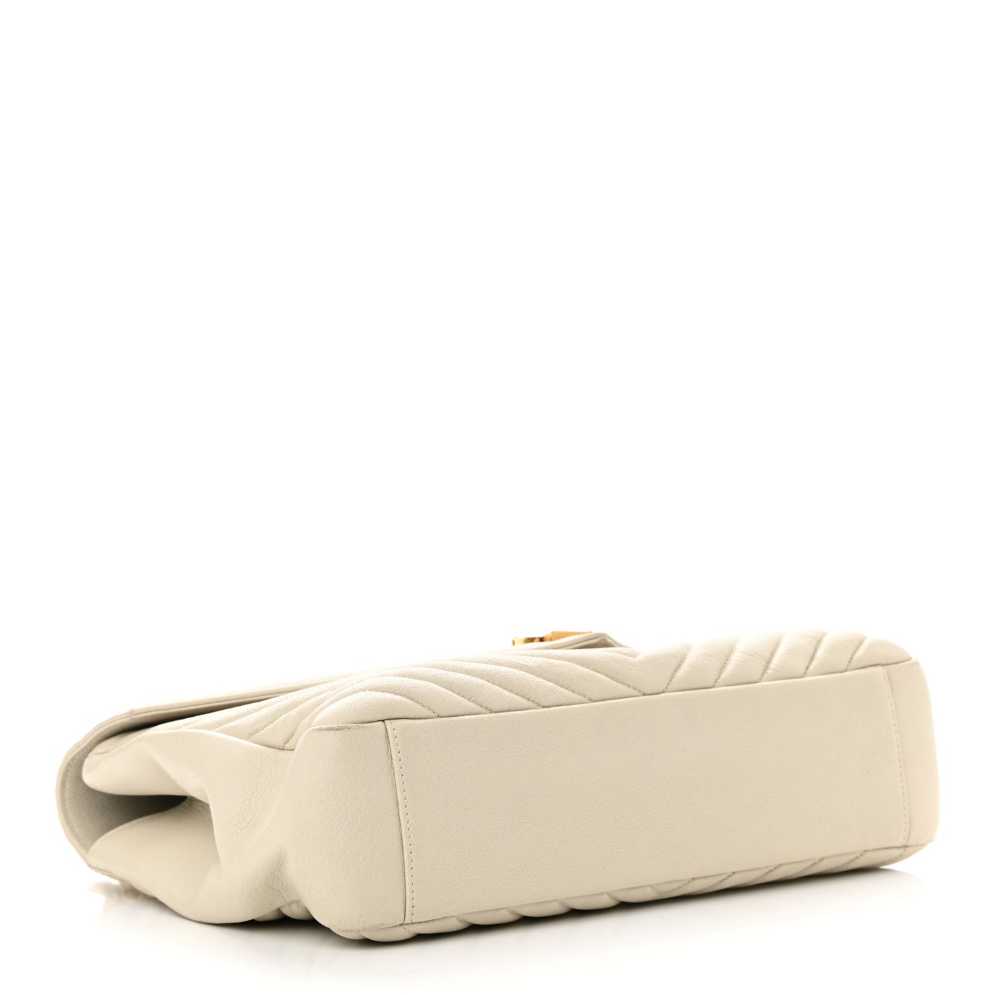Sheepskin Matelasse Chevron Monogram Large College Satchel Cream Soft