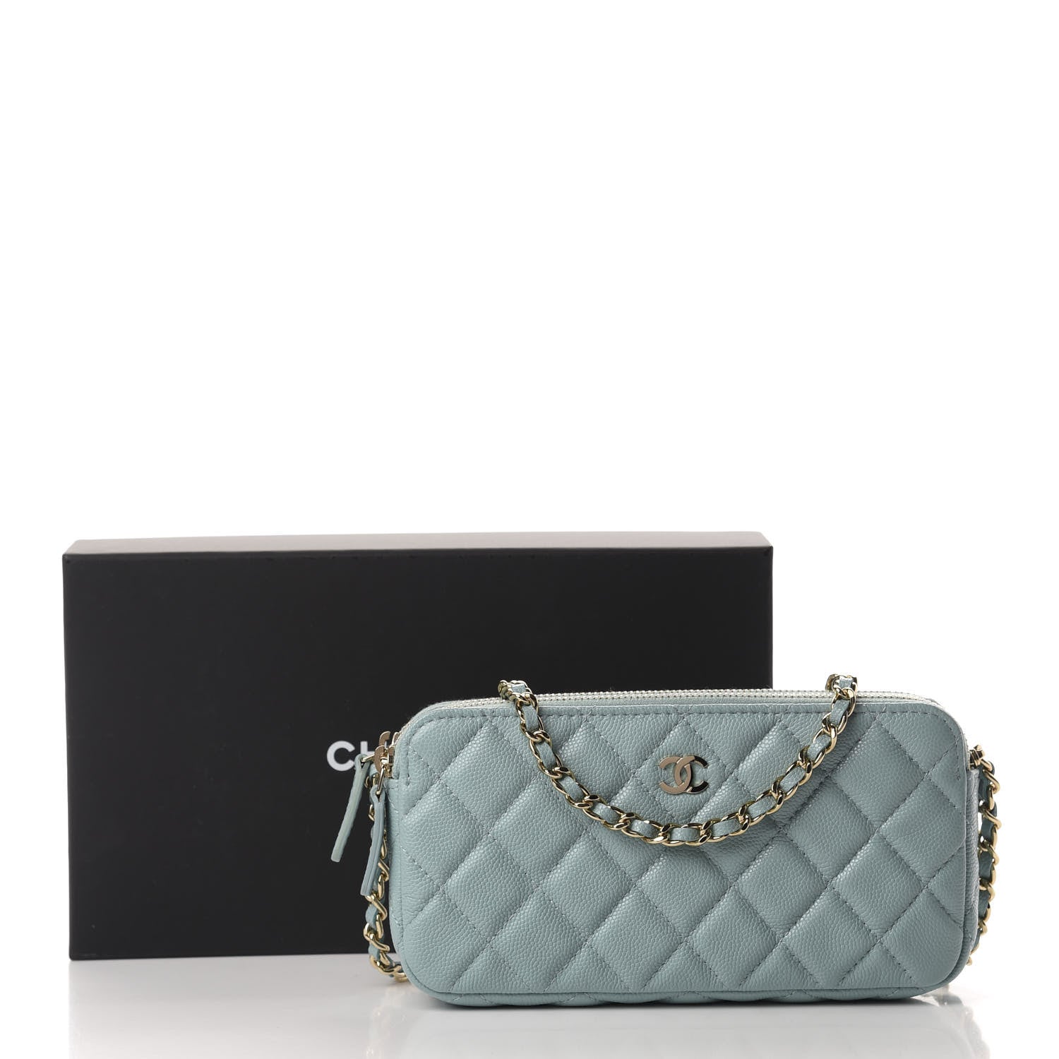 Chanel Caviar Quilted Small Clutch With Chain Light Blue 11 of 11