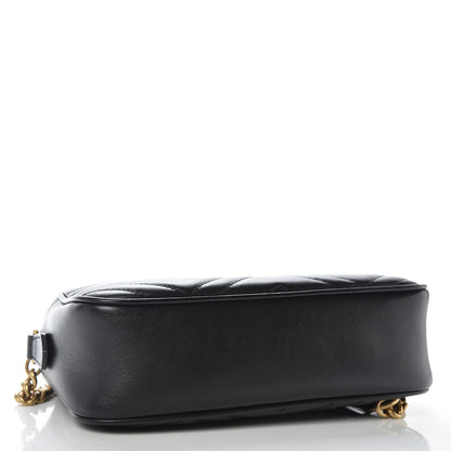 Gucci Calfskin Matelasse Small GG Marmont Chain Shoulder Bag Black 4 of 12