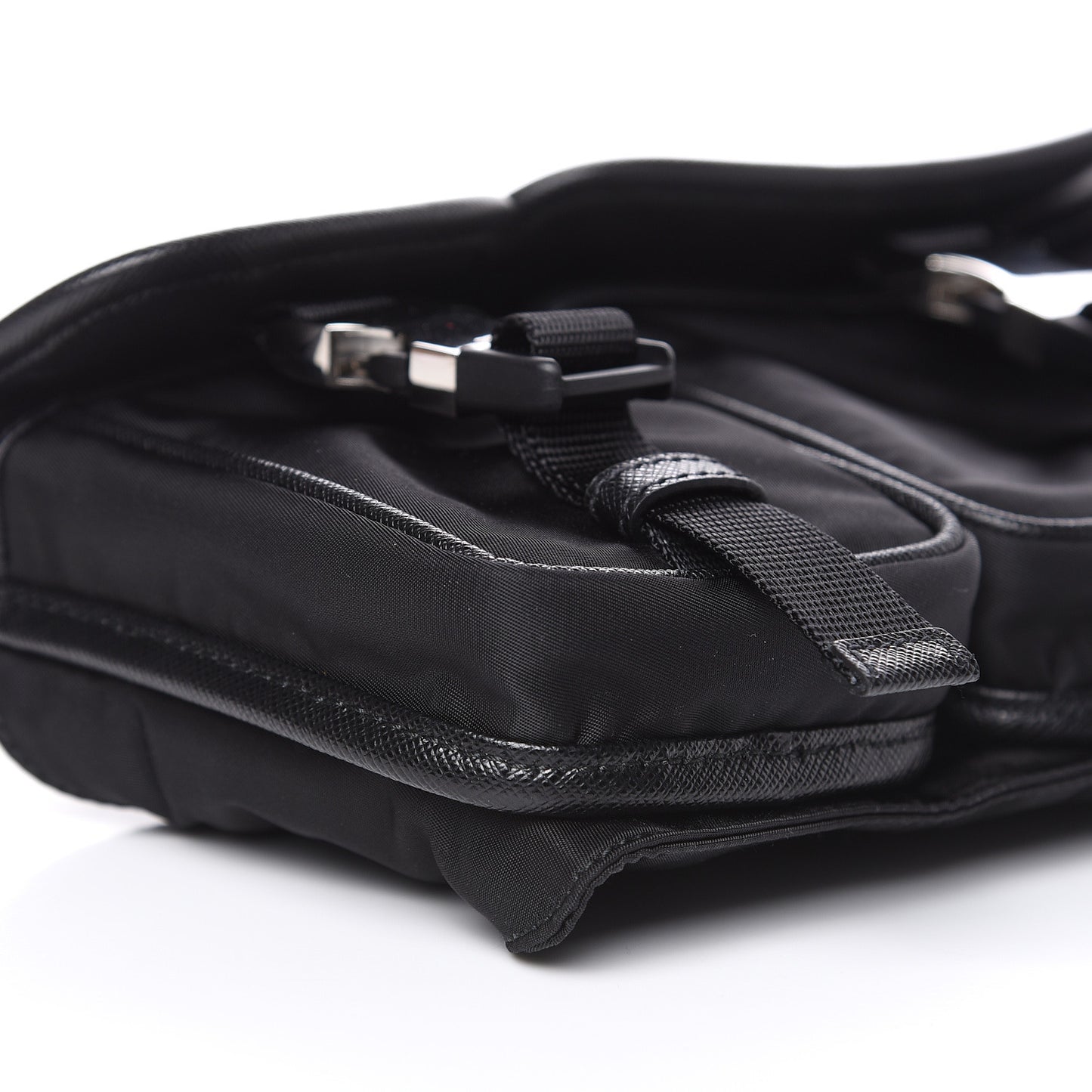 Tessuto Nylon Saffiano Marsupio Triple Pocket Belt Bag Black