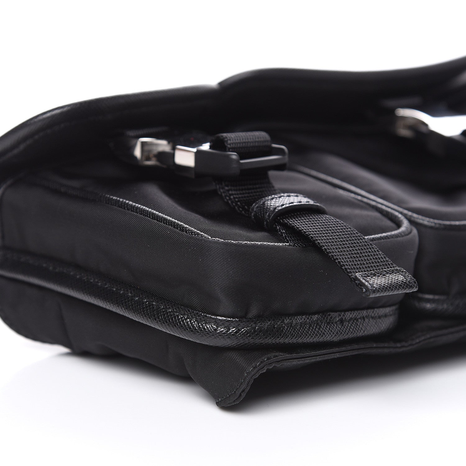 Prada Tessuto Nylon Saffiano Marsupio Triple Pocket Belt Bag Black 7 of 9