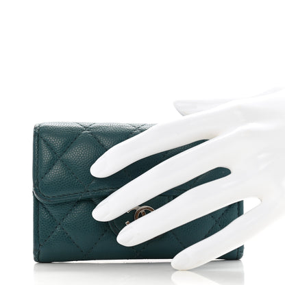 Chanel Caviar Quilted Flap Card Holder Turquoise 2 of 14