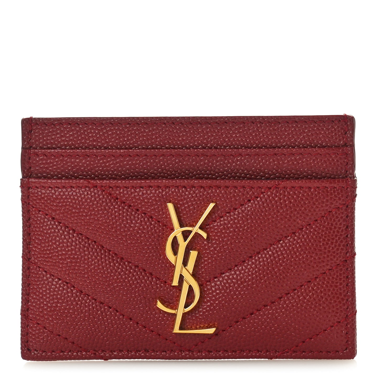 Grain De Poudre Matelasse Chevron Monogram Credit Card Case Opyum Red