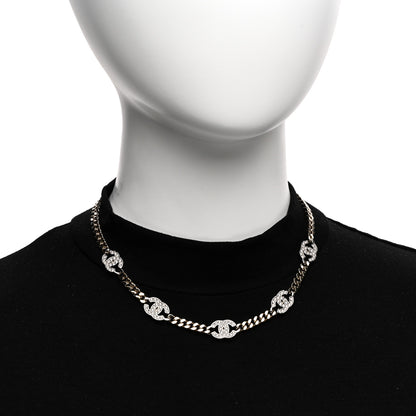 Chanel Crystal Chain CC Link Choker Gold Silver 2 of 6