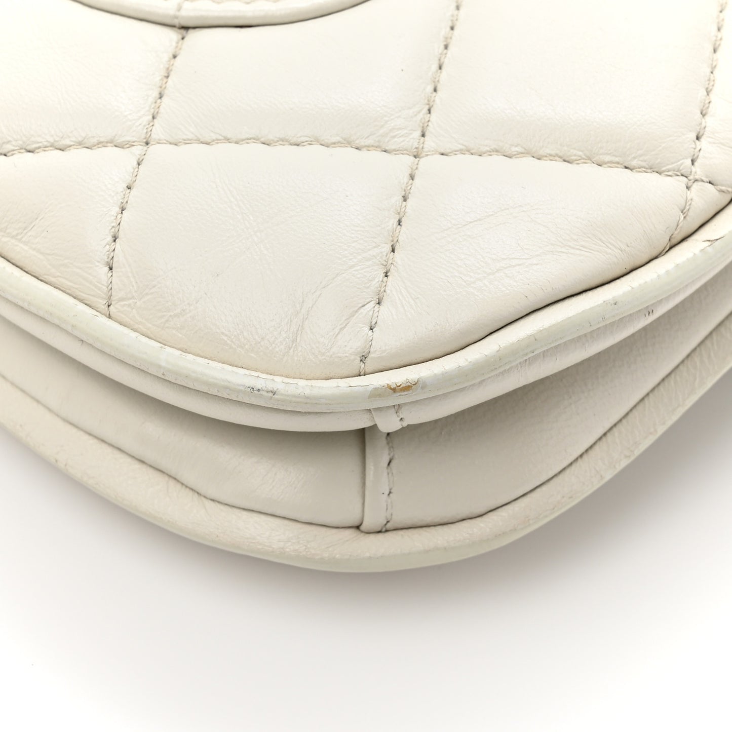 Lambskin Quilted 2 Pocket Messenger Flap White