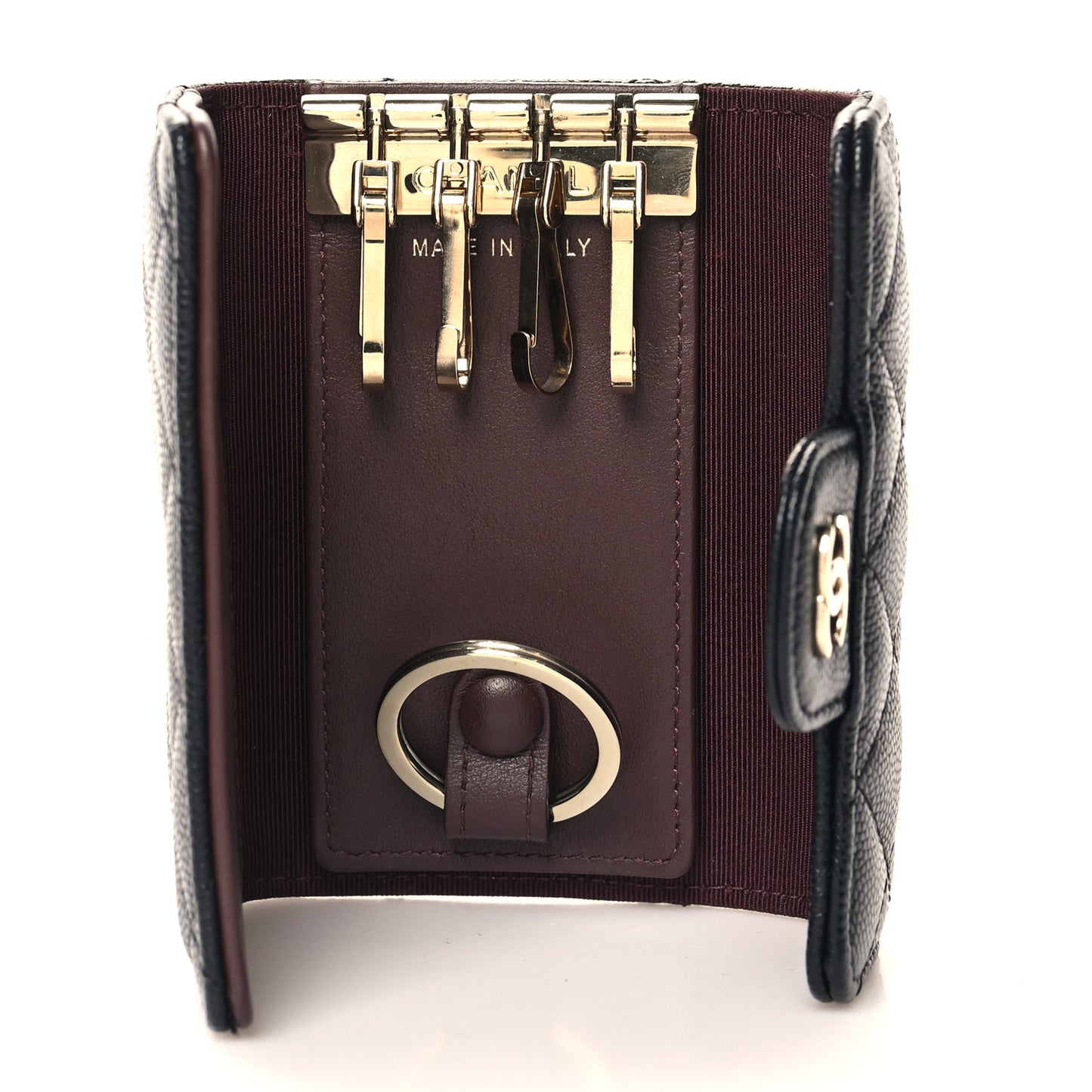 Caviar Quilted Classic 4 Key Holder Wallet Black