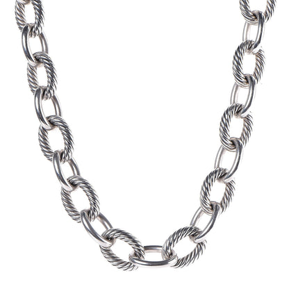 David Yurman Sterling Silver 16mm Large Oval Link Necklace 1 of 7