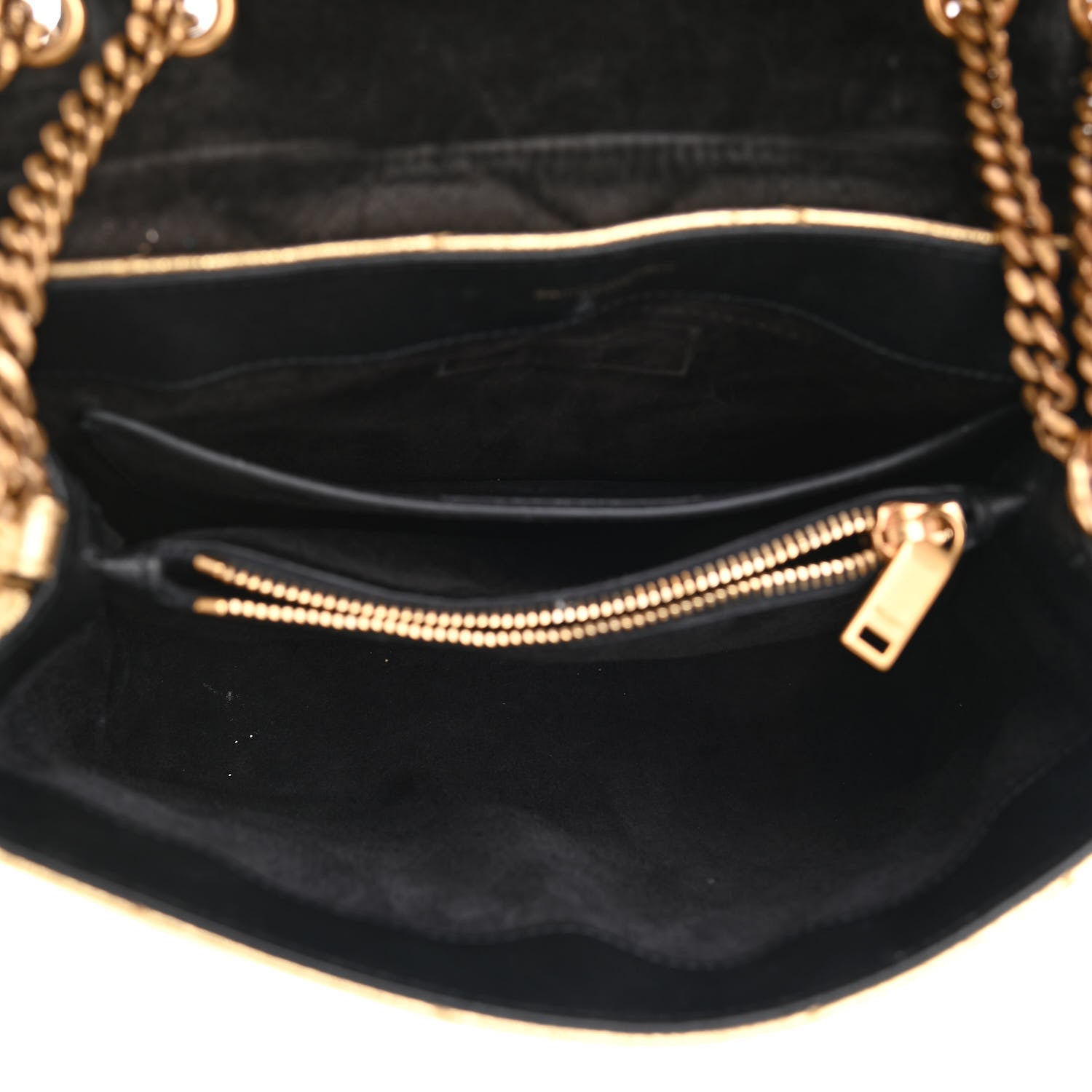 Saint Laurent Metallic Calfskin Y Quilted Small Loulou Monogram Chain Satchel Gold 5 of 11