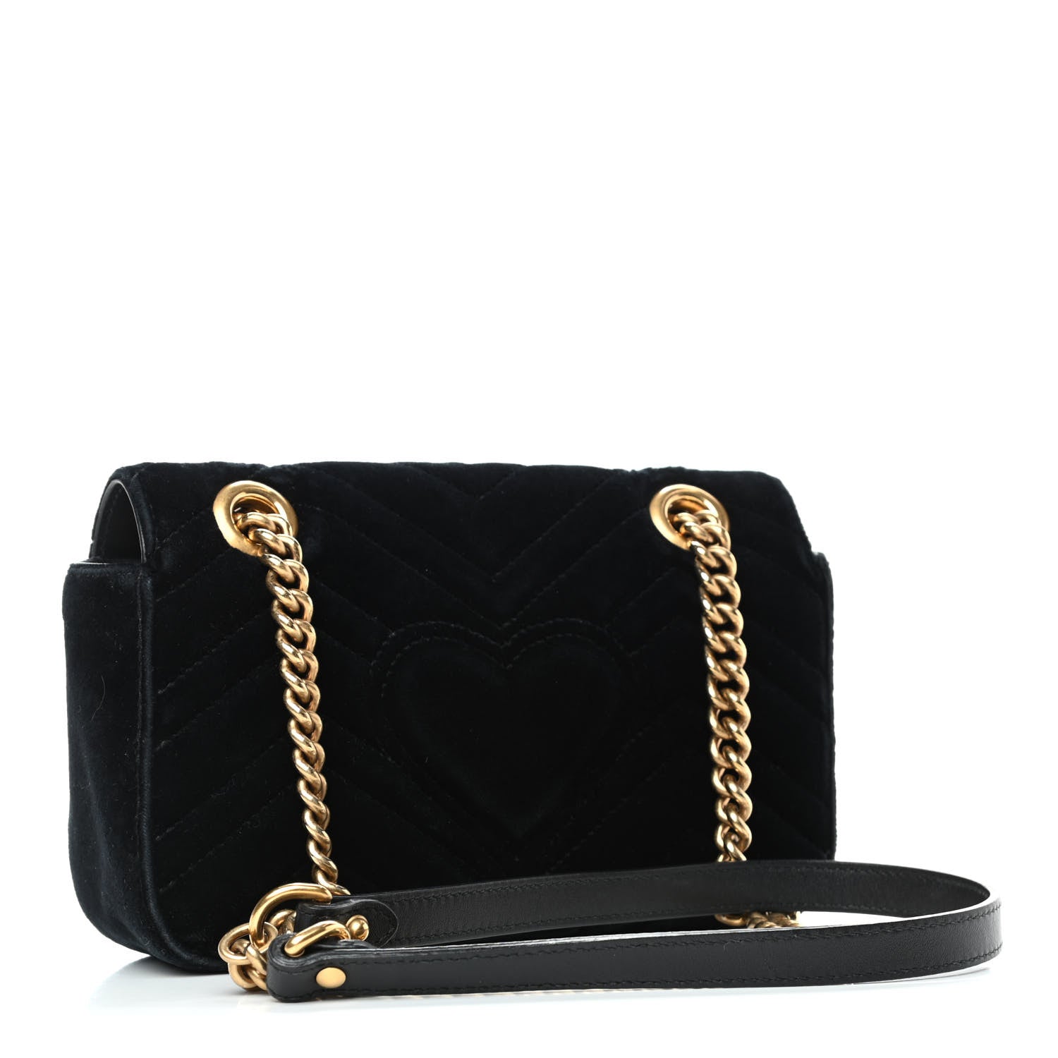 Gucci Velvet Matelasse Mini GG Marmont Shoulder Bag Black 2 of 6