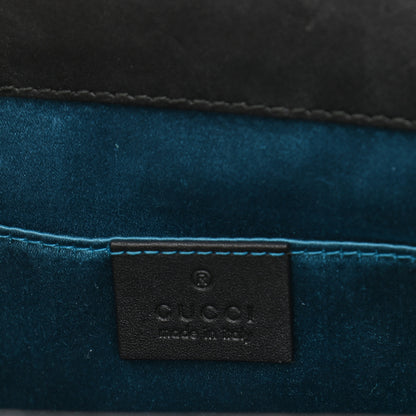 Gucci Suede Patent Web Dragon Embroidered Small Ophidia Chain Shoulder Bag Blue Black 6 of 14