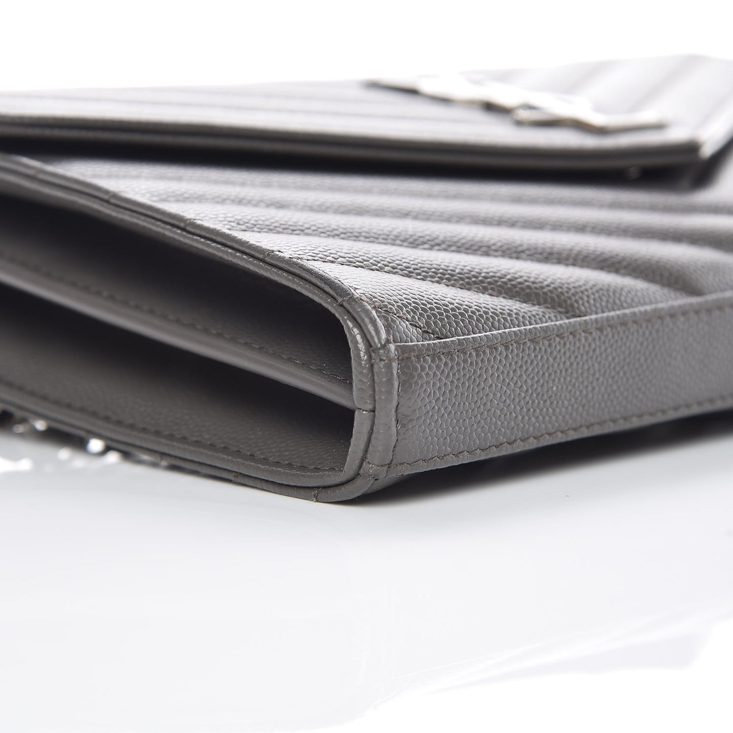 Grain De Poudre Matelasse Chevron Monogram Chain Wallet Earth