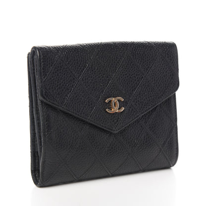 Chanel Caviar Stitched Compact French Flap Wallet Black 2 of 8